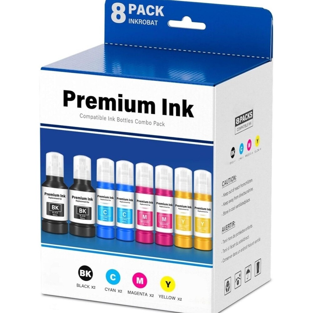 Epson ET Ink Refills - T502 Refill Bottles - 8 Pack